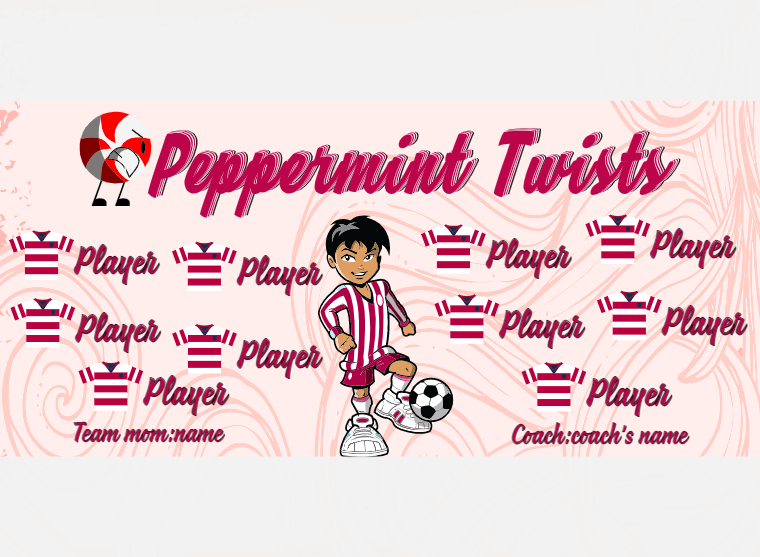Peppermint Twists - Soccer - Pole Pocket Banner
