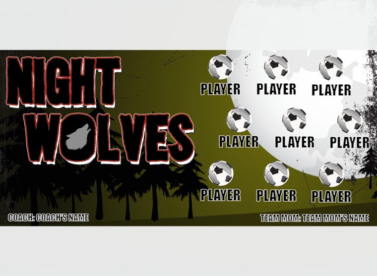 Night Wolves 2 - Soccer - Pole Pocket Banner