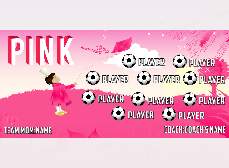Pink 3 - Soccer - Pole Pocket Banner