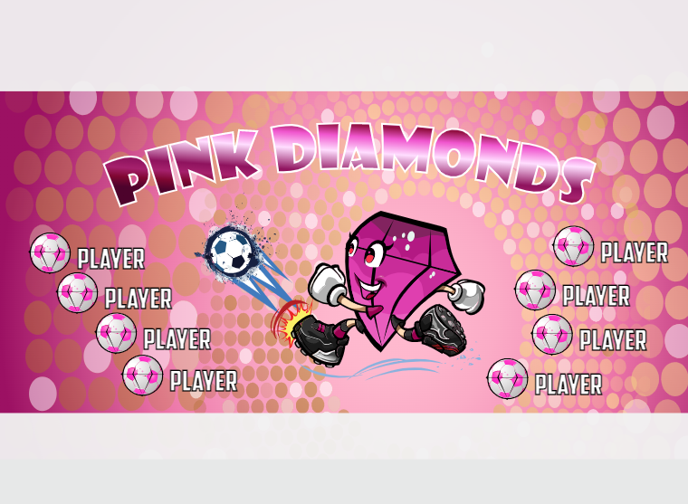 Pink Diamonds - Soccer - Pole Pocket Banner