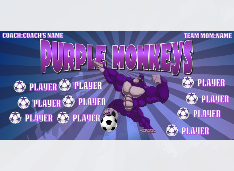 Purple Monkeys - Soccer - Pole Pocket Banner
