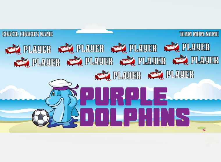 Purple Dolphins - Soccer - Pole Pocket Banner