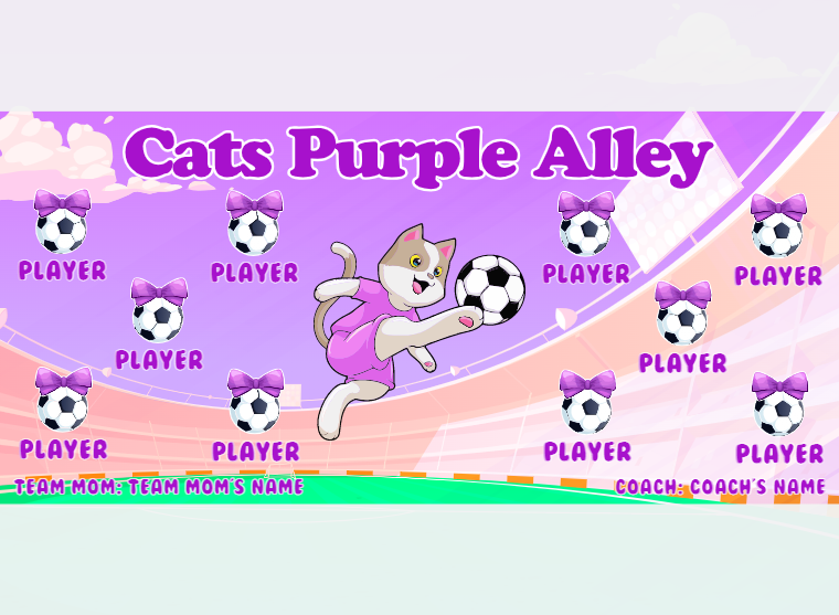 Cats Purple Alley - Soccer - Pole Pocket Banner