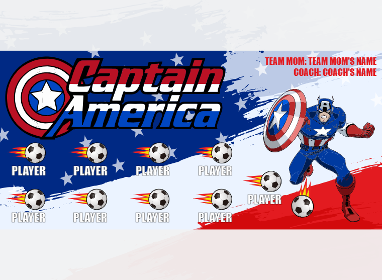 Captain America - Soccer - Pole Pocket Banner