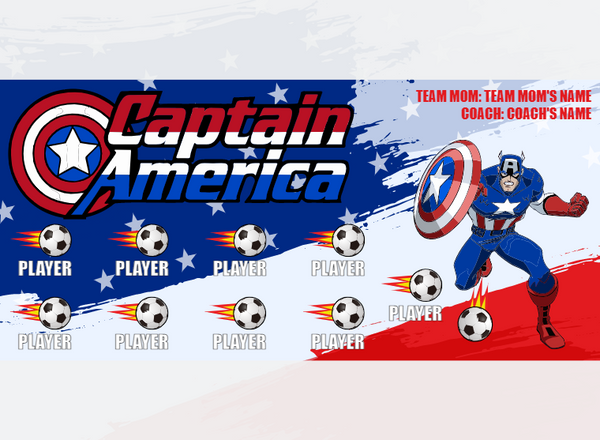 Captain America - Soccer - Pole Pocket Banner
