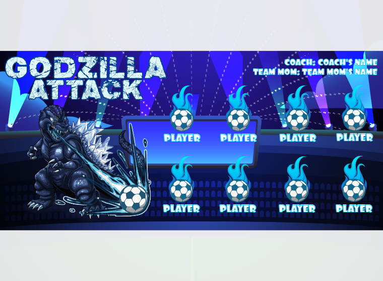 Godzilla Attack - Soccer - Pole Pocket Banner