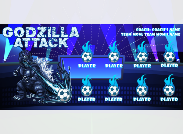 Godzilla Attack - Soccer - Pole Pocket Banner