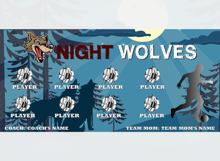 Night Wolves 3 - Soccer - Pole Pocket Banner