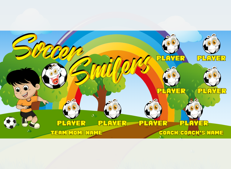 Smilers 3 - Soccer - Pole Pocket Banner
