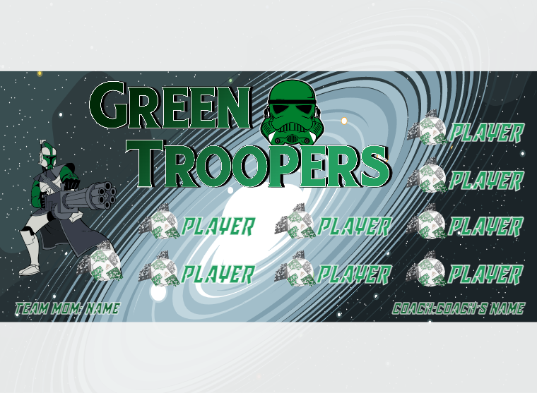 Troopers Green 2 - Soccer - Pole Pocket Banner