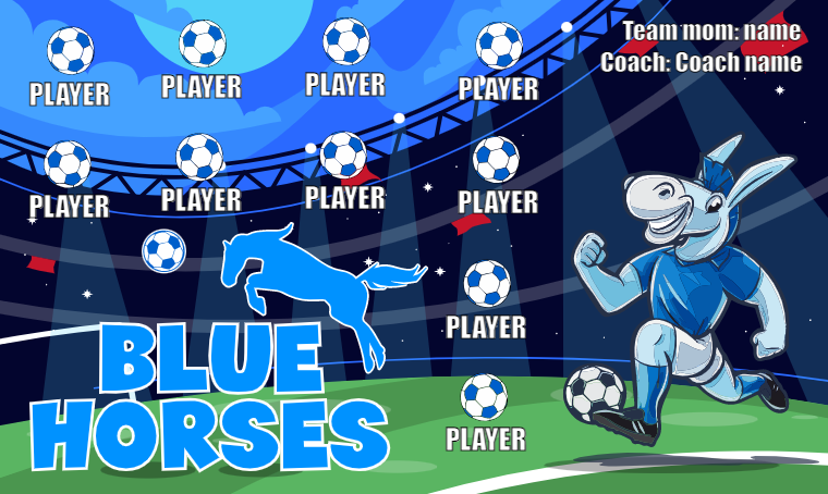 Blue Horses - Soccer Banner