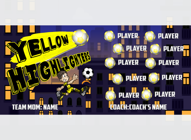 Yellow Highlighters - Soccer - Pole Pocket Banner