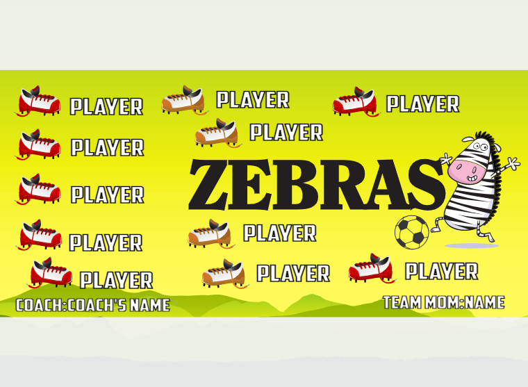Zebras - Soccer - Pole Pocket Banner