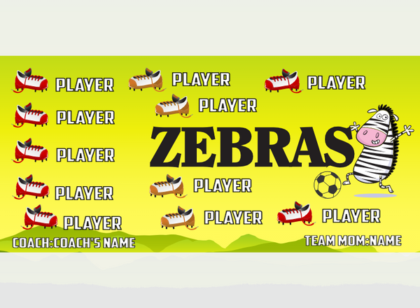 Zebras - Soccer - Pole Pocket Banner