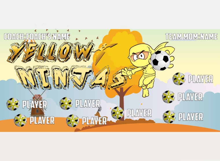 Yellow Ninjas - Soccer - Pole Pocket Banner