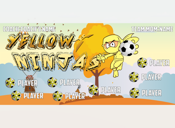 Yellow Ninjas - Soccer - Pole Pocket Banner