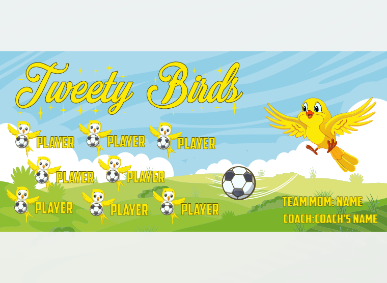 Tweety Birds - Soccer - Pole Pocket Banner