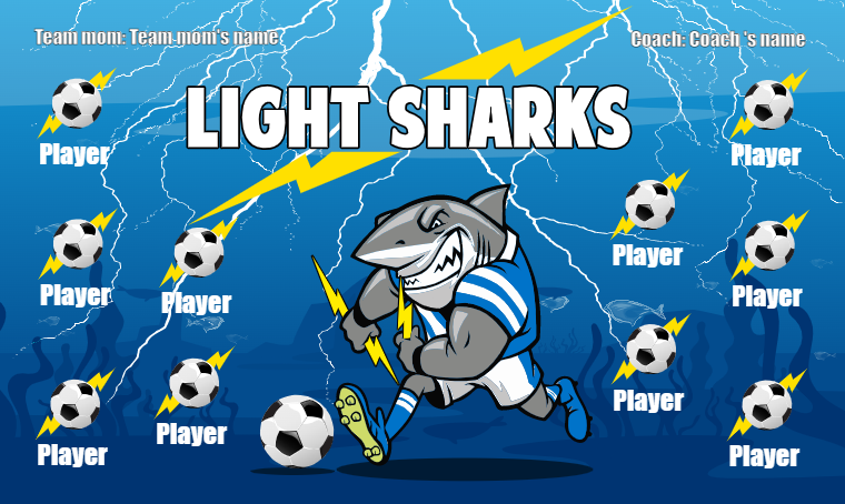 Light Sharks Soccer Banner