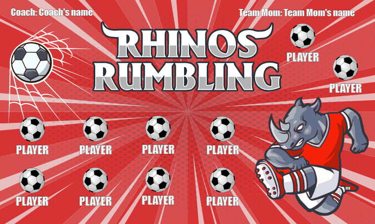 Rhinos Rumnling Soccer Banner