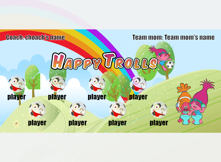 Happy Trolls 1 - Soccer - Pole Pocket Banner
