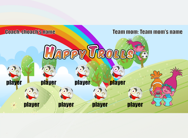 Happy Trolls 1 - Soccer - Pole Pocket Banner