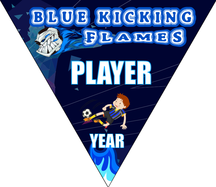 Blue Kicking Flames - Triangle Soccer Banners