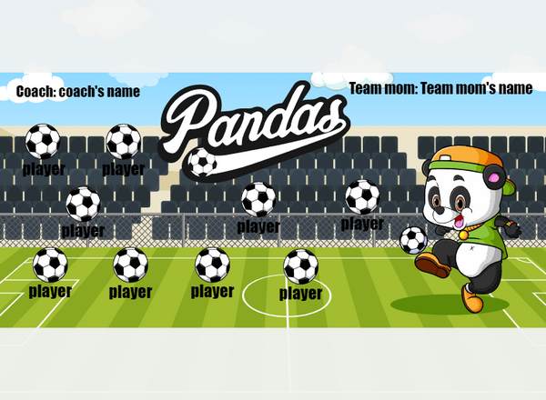 Pandas 1 - Soccer - Pole Pocket Banner
