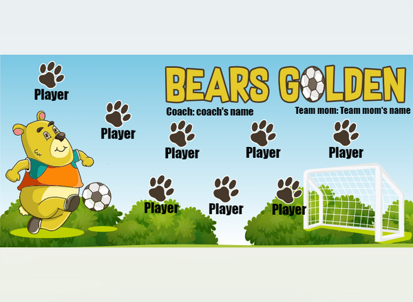 Bears Golden - Soccer - Pole Pocket Banner