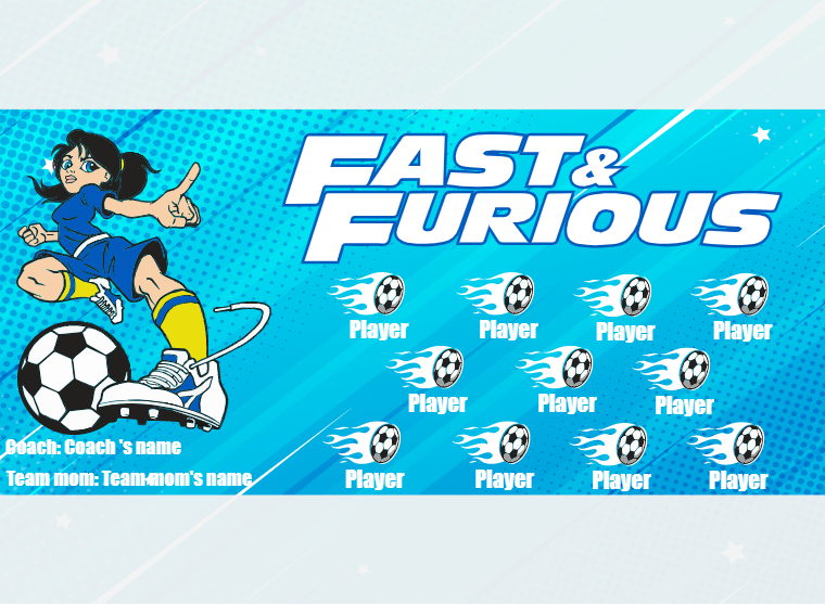 Fast AND Furious - Soccer - Pole Pocket Banner