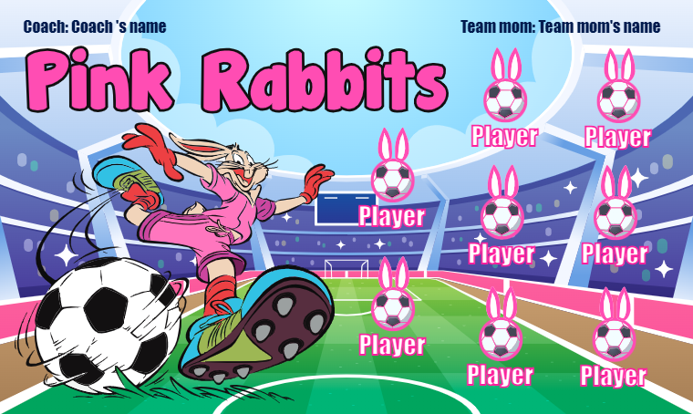 Pink Rabbits - Soccer Banner