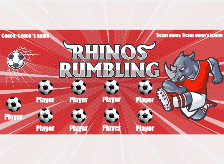 Rhinos Rumnling - Soccer - Pole Pocket Banner