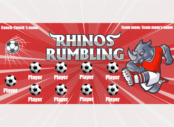 Rhinos Rumnling - Soccer - Pole Pocket Banner