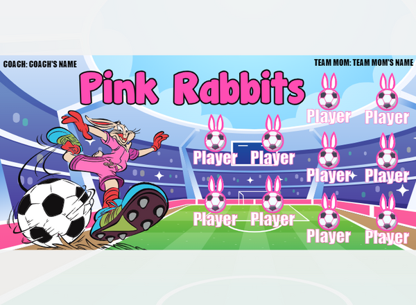 Pink Rabbits - Soccer - Pole Pocket Banner