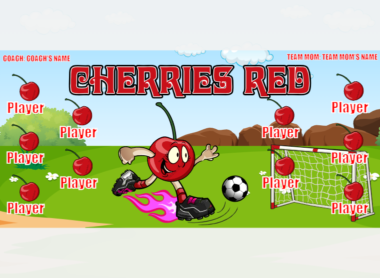 Cherries RED - Soccer - Pole Pocket Banner