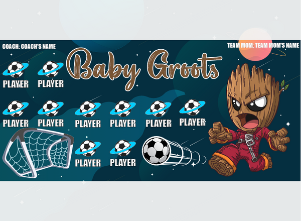 Baby Groots - Soccer - Pole Pocket Banner