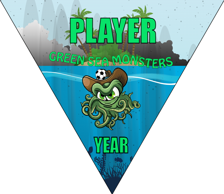 Green Sea Monsters - Triangle Soccer Banners