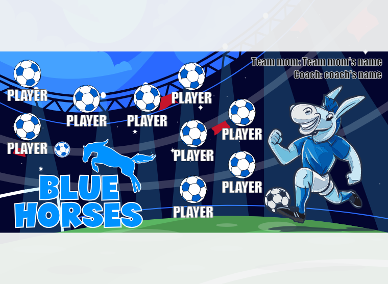 Blue Horses - Soccer - Pole Pocket Banner
