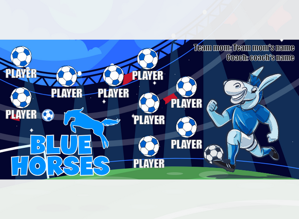 Blue Horses - Soccer - Pole Pocket Banner