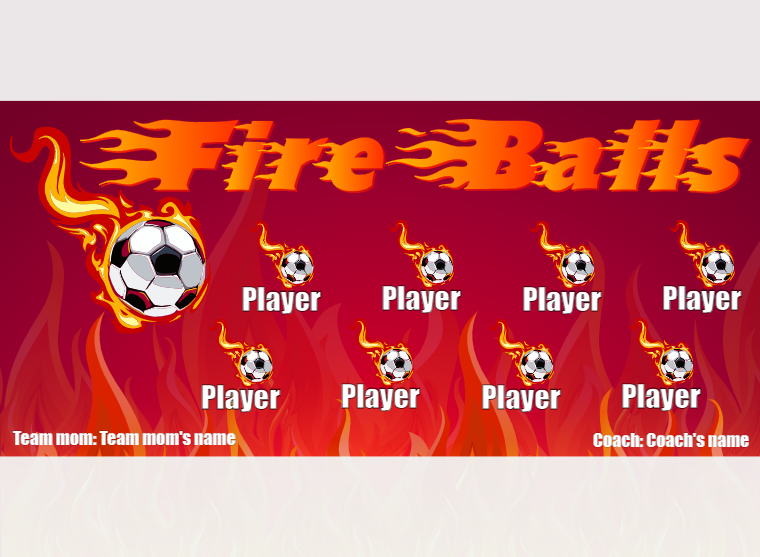Fire Balls - Soccer - Pole Pocket Banner