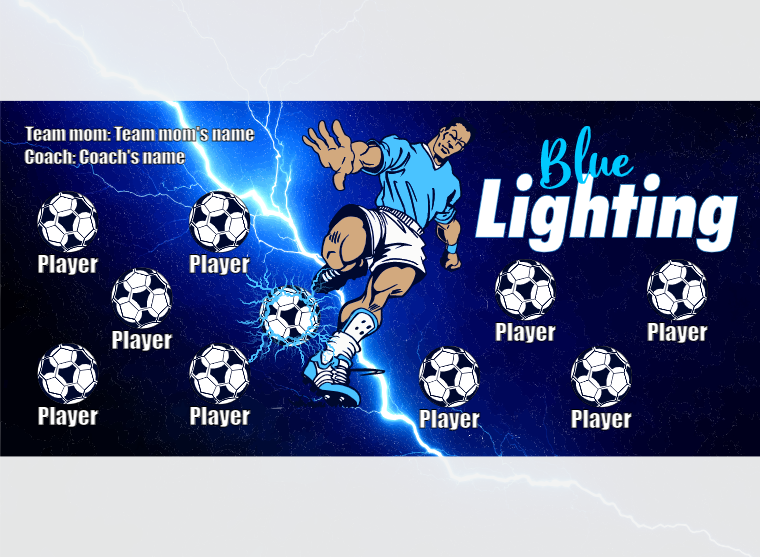 Blue Lighting - Soccer - Pole Pocket Banner