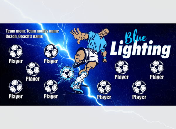 Blue Lighting - Soccer - Pole Pocket Banner