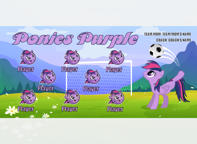 Ponies Purple - Soccer - Pole Pocket Banner