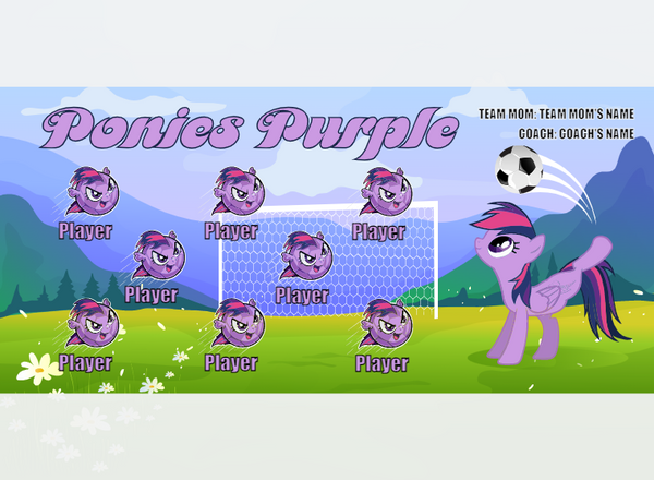 Ponies Purple - Soccer - Pole Pocket Banner