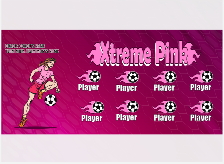 Xtreme Pink - Soccer - Pole Pocket Banner