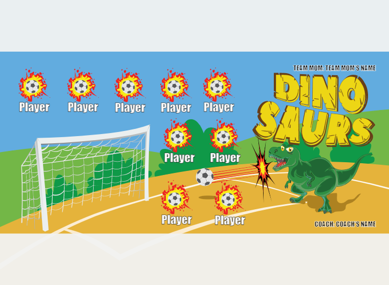 Dinosaurs 1 - Soccer - Pole Pocket Banner