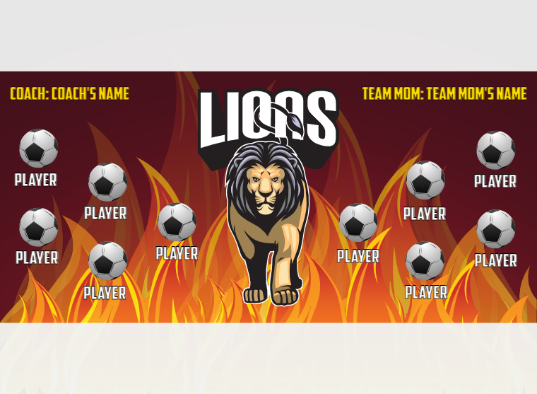 Lions 2 - Soccer - Pole Pocket Banner