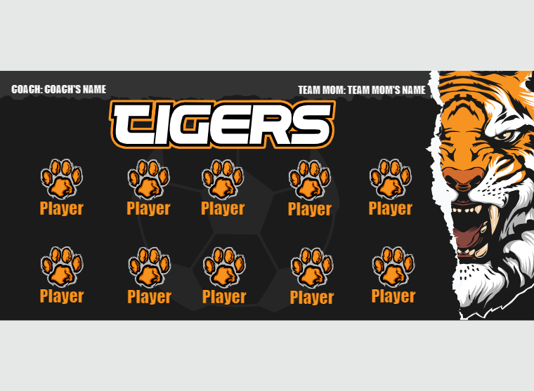 Tigers 4 - Soccer - Pole Pocket Banner