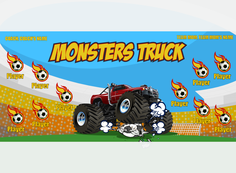 Monsters Truck - Soccer - Pole Pocket Banner