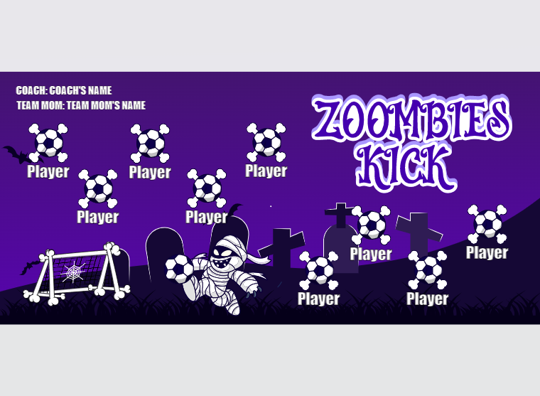 Zoombies Kick - Soccer - Pole Pocket Banner