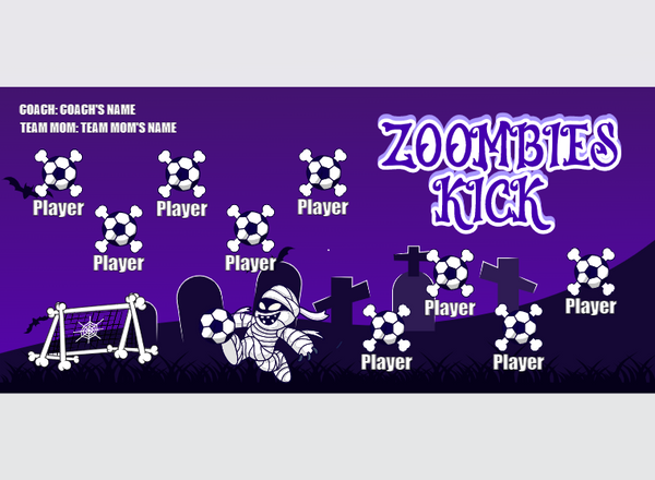 Zoombies Kick - Soccer - Pole Pocket Banner